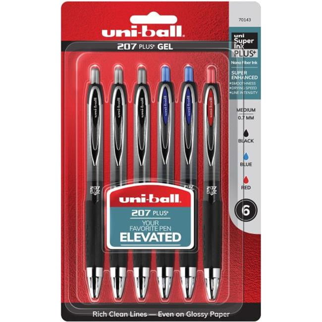uni-ball UBC70461 0.7 mm 207 Plus Retractable Gel Pen - 6 Per Pack - Case of 6