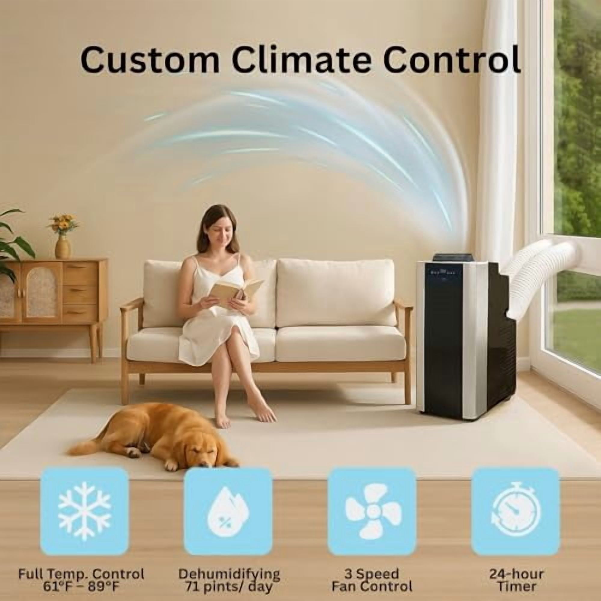Whynter 14,000 BTU Dual Hose Portable AC with Activated Carbon Filter, Dehumidifier & Fan for 500 Sq Ft