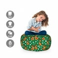 thumbnail image 2 of Green Xmas Storage Toy Bag Chair, Ornamental Cartoon Winter Deer Heads Pattern and Snowflake Dots, Stuffed Animal Organizer Washable Bag, Small Size, Vermilion Amber and White, by Ambesonne, 2 of 3