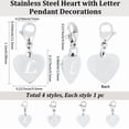 thumbnail image 2 of 4Pcs 4 Styles Alphabet Heart Charm 201 Stainless Steel Silver L O V E Initial Clip on Charm with Lobster Clasp, 2 of 4