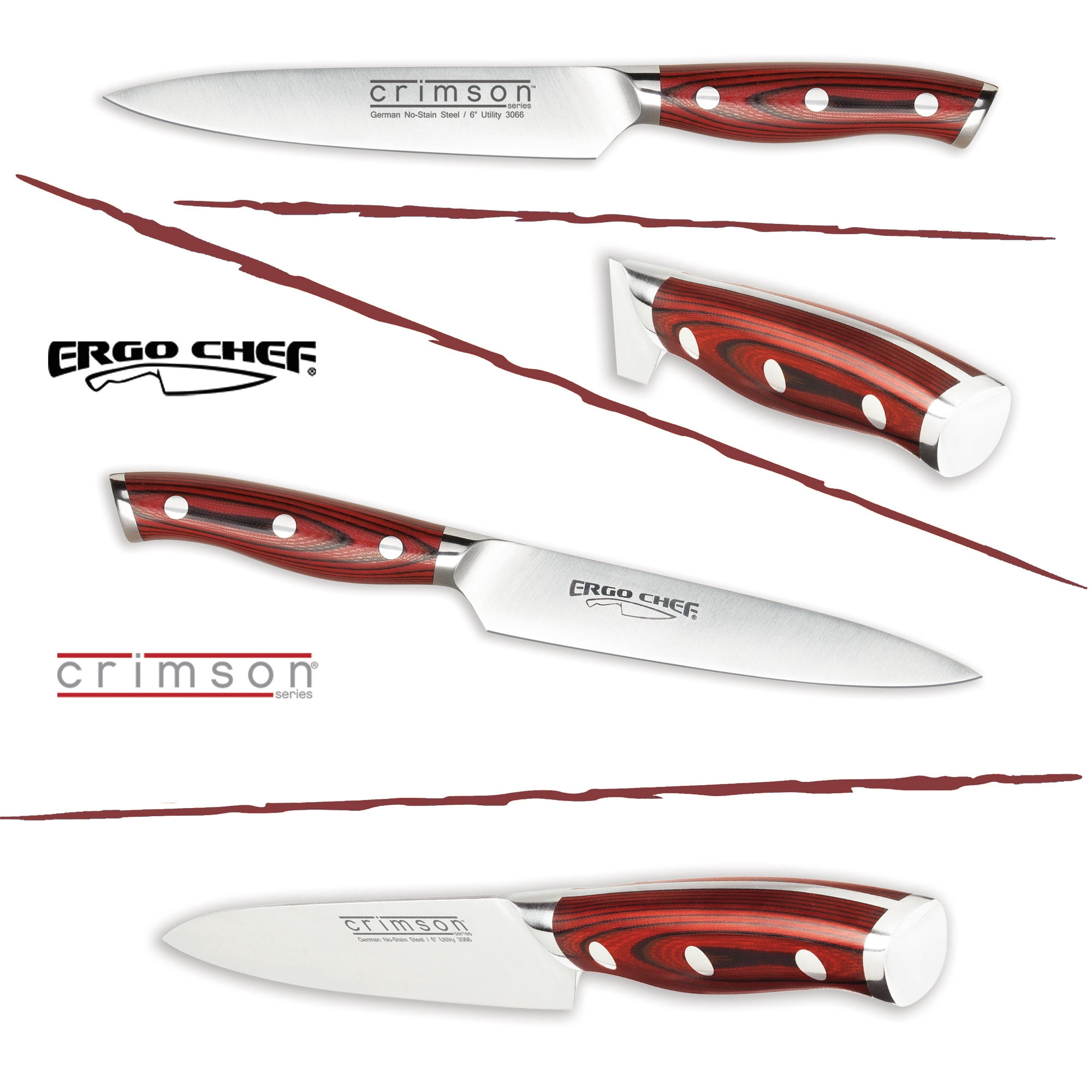 Ergo Chef Crimson Series 6" Boning Utility Knife German Stainless Steel G10 Handle