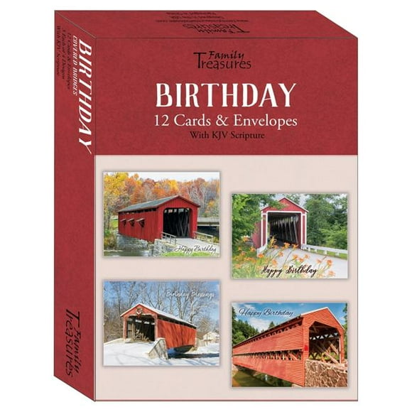 Family Treasures Wholesale 22477X Boxed - Card Birthday-Covered Bridges - Box of 12