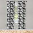 thumbnail image 3 of Charcoal Window Curtains, Greyscale Geometric Pattern with Striped Hexagons Grid Illustration, Lightweight Decorative Panels Set of 2 with Rod Pocket, 56" x 84", Grey Charcoal, by Ambesonne, 3 of 5