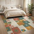 thumbnail image 3 of ODIKA Bedside Retro Symmetrical Rectangular Inspired Patterned Cover for King Size Bedroom, Master Suite, Under Bed, Foldable Easy Care, 3 of 7