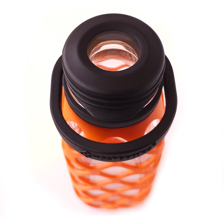Meshbottle with Glass Top - Burnt Orange - Plastic-free, BPA-free, Phthalate-free Glass Water Bottle - 16 oz