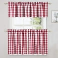 thumbnail image 6 of A house of tools Buffalo Plaid Gingham Pattern Rod Pocket Short Window Curtains for Kitchen Cafe Curtains Bathroom Window Curtains 45 Inches Long, Red/White, 6 of 11