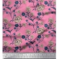 thumbnail image 1 of Soimoi Cotton Jersey Fabric Leaves & Rose Floral Print Fabric by the Yard 58 Inch Wide, 1 of 1