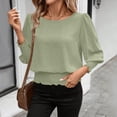 thumbnail image 4 of Lenpel Balloon Long Sleeve Tops for Women Dressy Casual Smocked Waist Shirts Casual Loose Fit Blouses Fall Outfits, 4 of 6