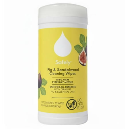 Safely Multi-Surface Cleaning Wipes, Fig Scent, Bleach-Free Household Cleaner with Essential Oils, Safe for All Surfaces (75 Count, Pack of 1)