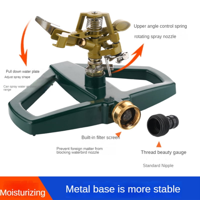 Impact Sprinkler with Base, Circular Sprinkler with Sprinkler Head, Garden Hose Sprinklers System for Lawn Yard Garden