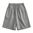 thumbnail image 6 of Cagogo Women's High Waisted Shorts with Pockets Solid Casual Summer Beach Vacation Shorts Elastic Waist Lounge Trousers Travel Clothes, Gray S, 6 of 6