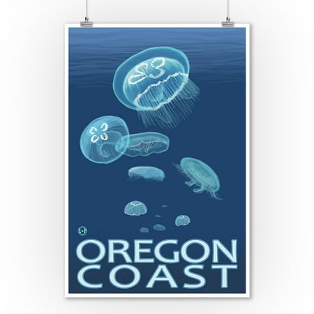 Jellyfish - Oregon Coast - Lantern Press Original Poster (9x12 Art Print, Wall Decor Travel