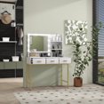 thumbnail image 2 of HOMCOM Vanity Table, Makeup Table with LED Mirror and Storage, White, 2 of 10