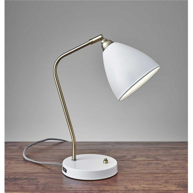 6.25" X 11-12.75" X 16-21" White Metal Desk Lamp