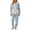 Blue, variant on Womens Plush Thicken Pajamas 2PC Set Fluffy Soft Winter LoungewearWarm Sleepwear with Pockets, Long Sleev
