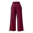 thumbnail image 3 of XIAfhje Linen Pants Women Palazzo Pants Summer Boho Elastic Waist Pants Wide Leg High Waist Trousers With Pockets Casual Lounge Pant 2024 Beach Travel Vacation Outfits, 3 of 6