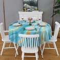 thumbnail image 2 of Blue and Gold Marble Shimmer Streaks Pattern Round Tablecloth 60"x60",Wrinkle Wipeable Table Cloth for Kitchen Dining Room Picnic Patio Party, 2 of 6