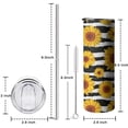 thumbnail image 5 of 20oz Black White Stripe Sunflower Pattern Skinny Tumblers Stainless Steel Tumbler with Lid and Straw,Vacuum Insulated Double Wall Travel Tumbler Cups with Cleaning Brush for Coffee,Tea, 5 of 6