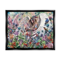 Stupell Industries Angel & Fairies Vivid Meadow Fairy Tales & Fantasy Painting Black Floater Framed Art Print Wall Art