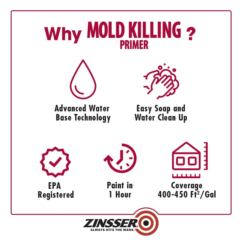 Zinsser Mold Killing Primer, 1 Gallon Water-Based Fungicidal Coating photo 5