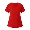 thumbnail image 5 of MLQIDK Scrubs for Women Set Plus Size Nursing Top Stretchy V Neck Scrub Tops and Pants Medical Uniforms Scrub Set with Pockets Vermilion L, 5 of 7