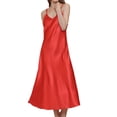thumbnail image 4 of Busydd Nightgowns for Women V Neck Sleeveless Spaghetti Straps Nightdress Fashion Solid Color Satin Pajamas Casual Knee Length Sleepwear, 4 of 4