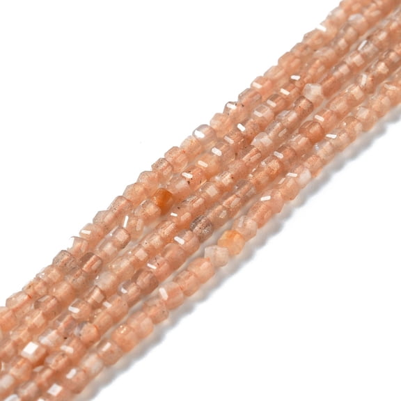 2 Strand Natural Orange Sunstone Beads Strands Faceted Cube 2.5x2.5x2.5mm Hole: 0.7mm 170pcs/strand 15.35''(39cm)