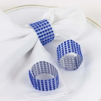 Efavormart 10 Pack Royal Blue Diamond Rhinestone Napkin Ring With Self Adhesive Strip for Wedding Banquet Party