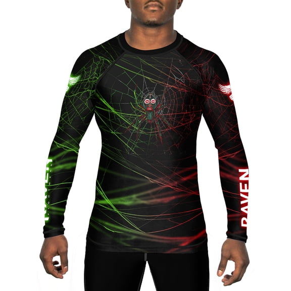 Raven Fightwear Men's Akan Diety Anansi the Spider BJJ Rash Guard MMA Black