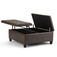 thumbnail image 5 of Ellis 36 inch Wide Contemporary Square Coffee Table Storage Ottoman in Chocolate Brown Vegan Leather, 5 of 6