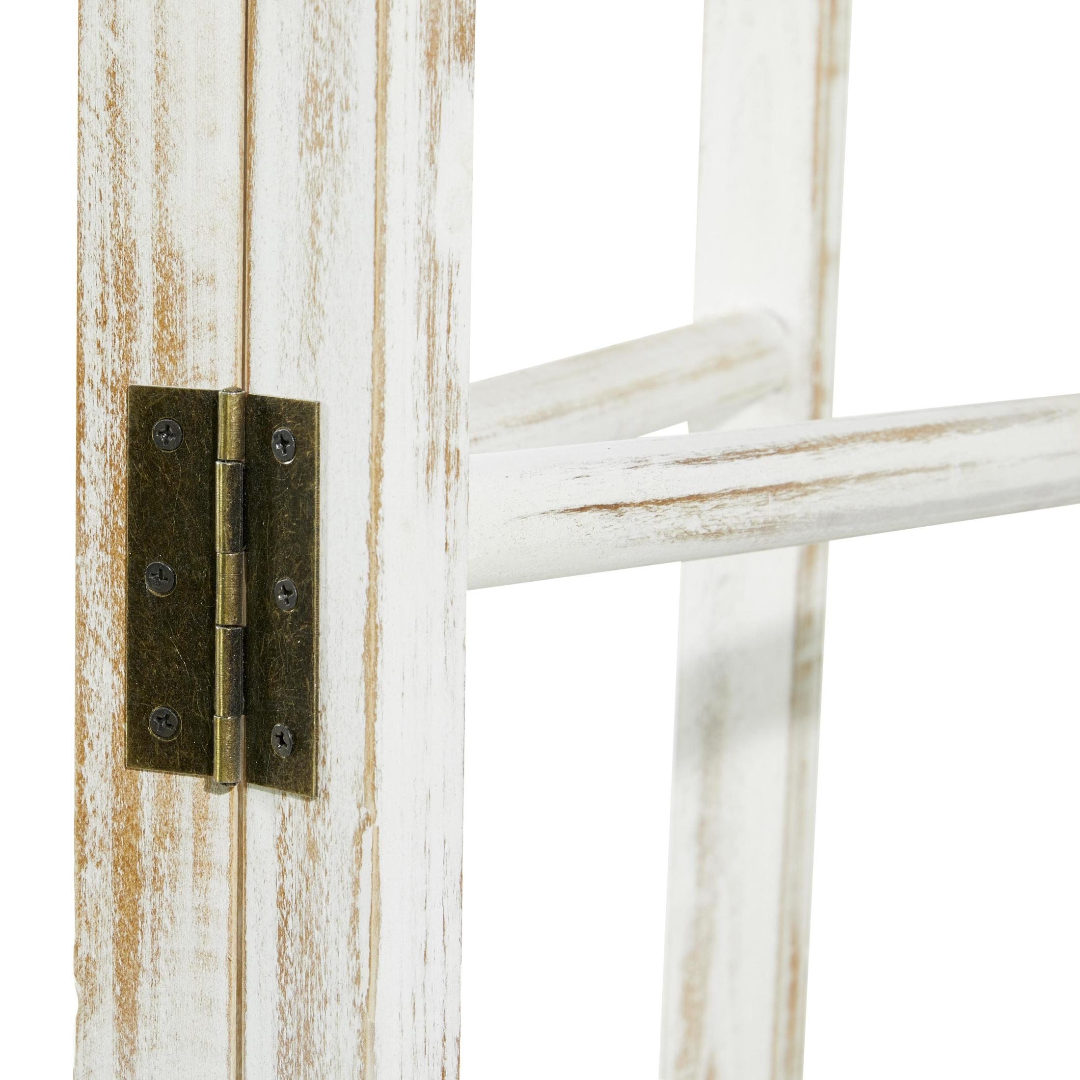 DecMode 48" x 71" White Wood Ladder 15 Rung Ladder with 3 Panels, 1-Piece
