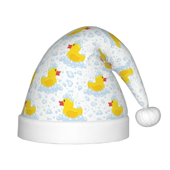 Rateoe Yellow Rubber Duck Santa Hat Confortable Christmas Hat for Christmas Party Favors Fit for Kids