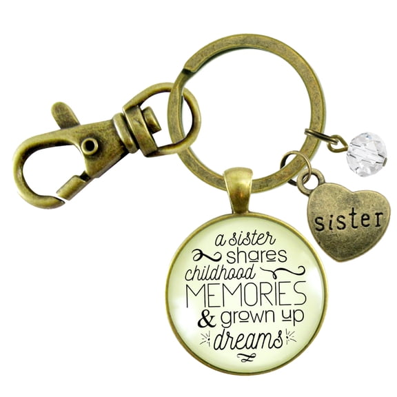 Sisters Gutsy Goodness Bronze Metal Keychain Sister Shares Childhood Memories Adult Female Jewelry Gift Sisterhood
