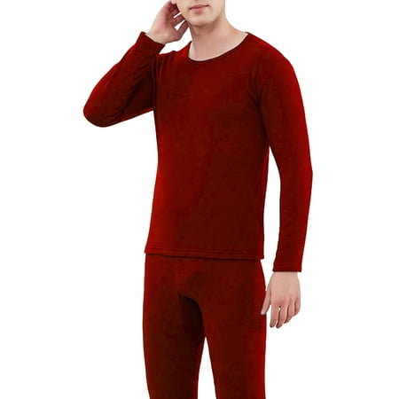 

YeccYuly 2Pcs/Set Men’s Cotton Thermal Underwear Set Shirt Pants Long Johns
