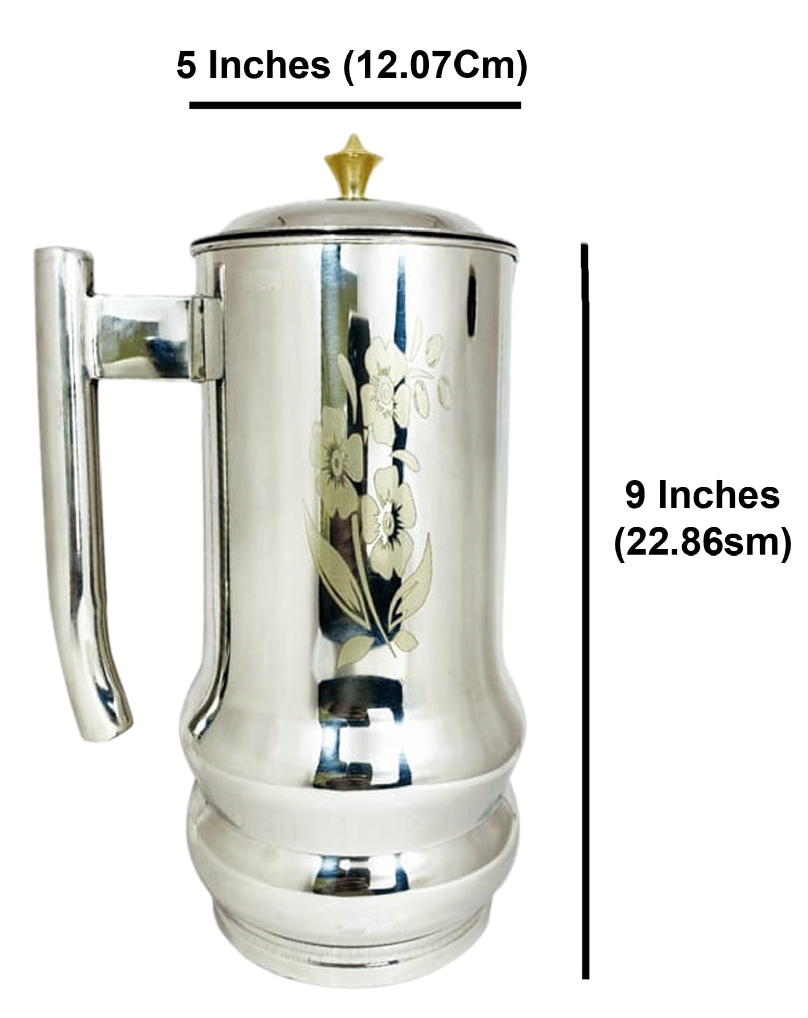 IMTRA FASHION Pure Copper and Stainless Steel Water Jug 50.7 Fl Oz Laser Print Pitcher With Lid for Drinking
