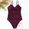 thumbnail image 3 of Mono de tirantes finos para mujer, traje de baño con pliegues cruzados, ropa de playa Sexy sin espalda Hugtrwg Para estrenar, 3 of 9
