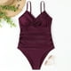 thumbnail image 1 of Traje De Baño De Una Pieza Con Tirantes Traje de baño de una pieza con tirantes para mujer, sin espalda, sexy, vacaciones junto al mar (XXL rojo vino), 1 of 6