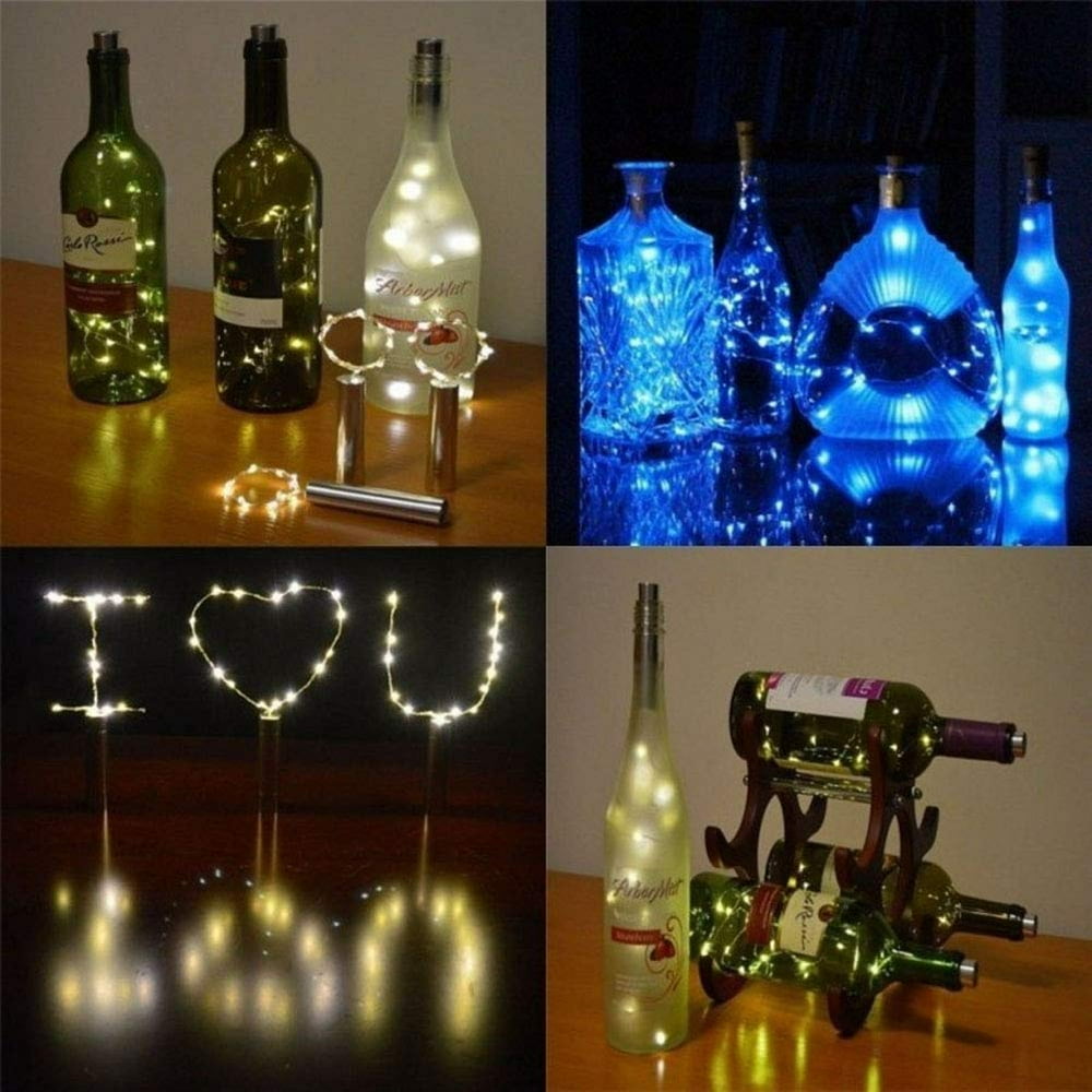 GLiving 8 Pack 15 Leds Wine Bottles With Lights Inside Them Cork