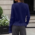 thumbnail image 4 of gbyLJF Womens Ruffer Sweater Cardigan Button Down Long Sleeve Crew Neck Cropped Knitted Tops Blue, 4 of 6