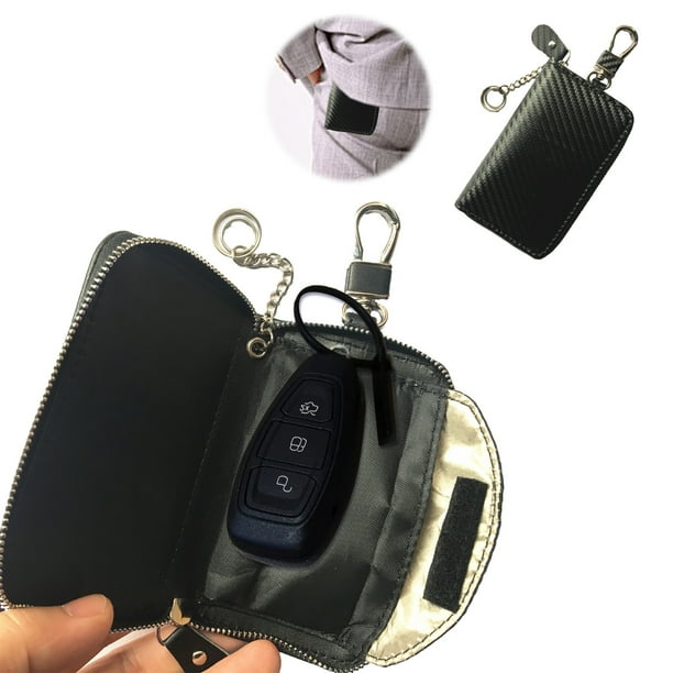 Bolsa Faraday de cuero retro para llaves de coche | Bloqueador de señal RFID y funda antirrobo | Bloquea escáneres de amplificadores remotos | Protege llaveros, tarjetas de crédito y pequeños