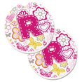 thumbnail image 1 of Lettre R Fleurs & Papillons Rose Lot de 2 Tasses Porte-Voitures Coaster, 1 of 1