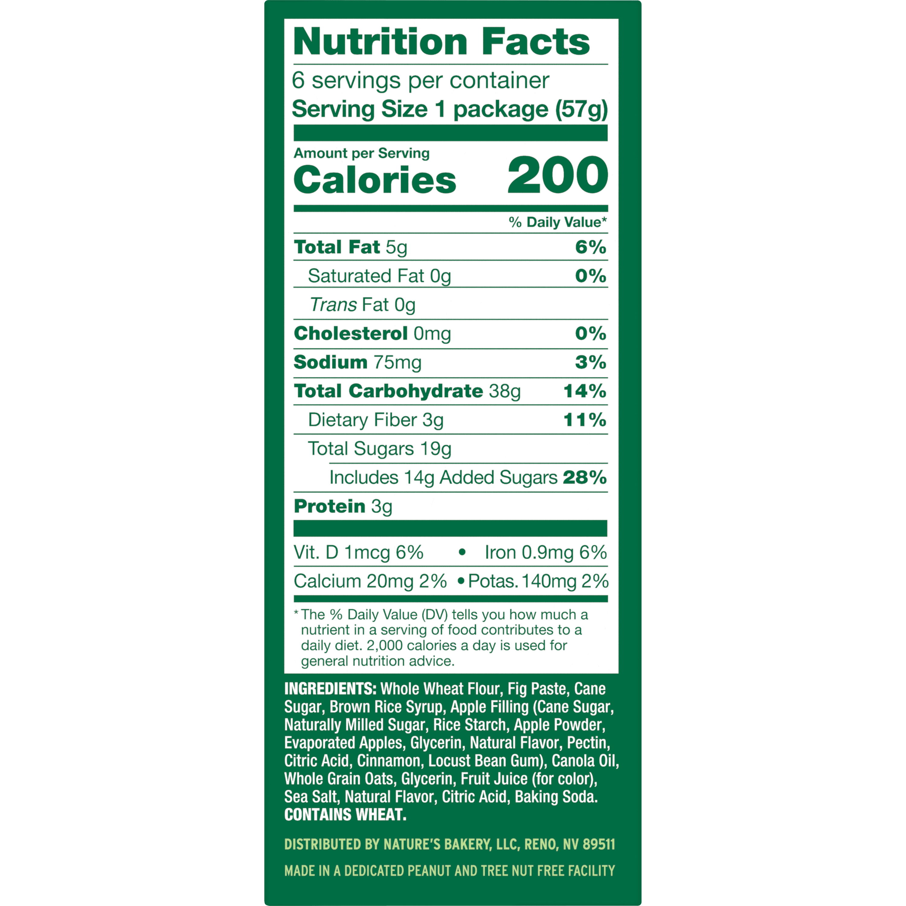 Nature's Bakery Whole Wheat Apple Cinnamon, 2 oz Snack Bars (36 Bars), Plant-Based, Vegan, Non-GMO