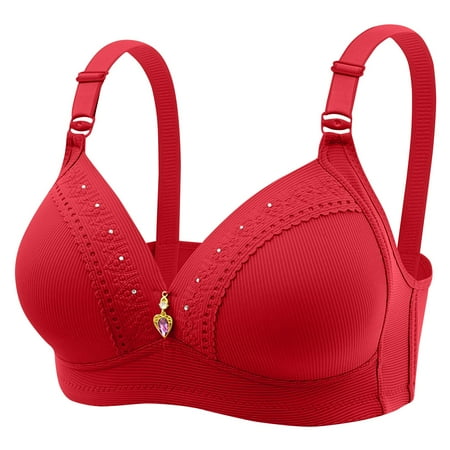 LISTHA Push Up Bras for Women Wirefree Seamless Breathable T-Shirt Bra Adjustable Straps Full Coverage Everyday Bralettes Red 42