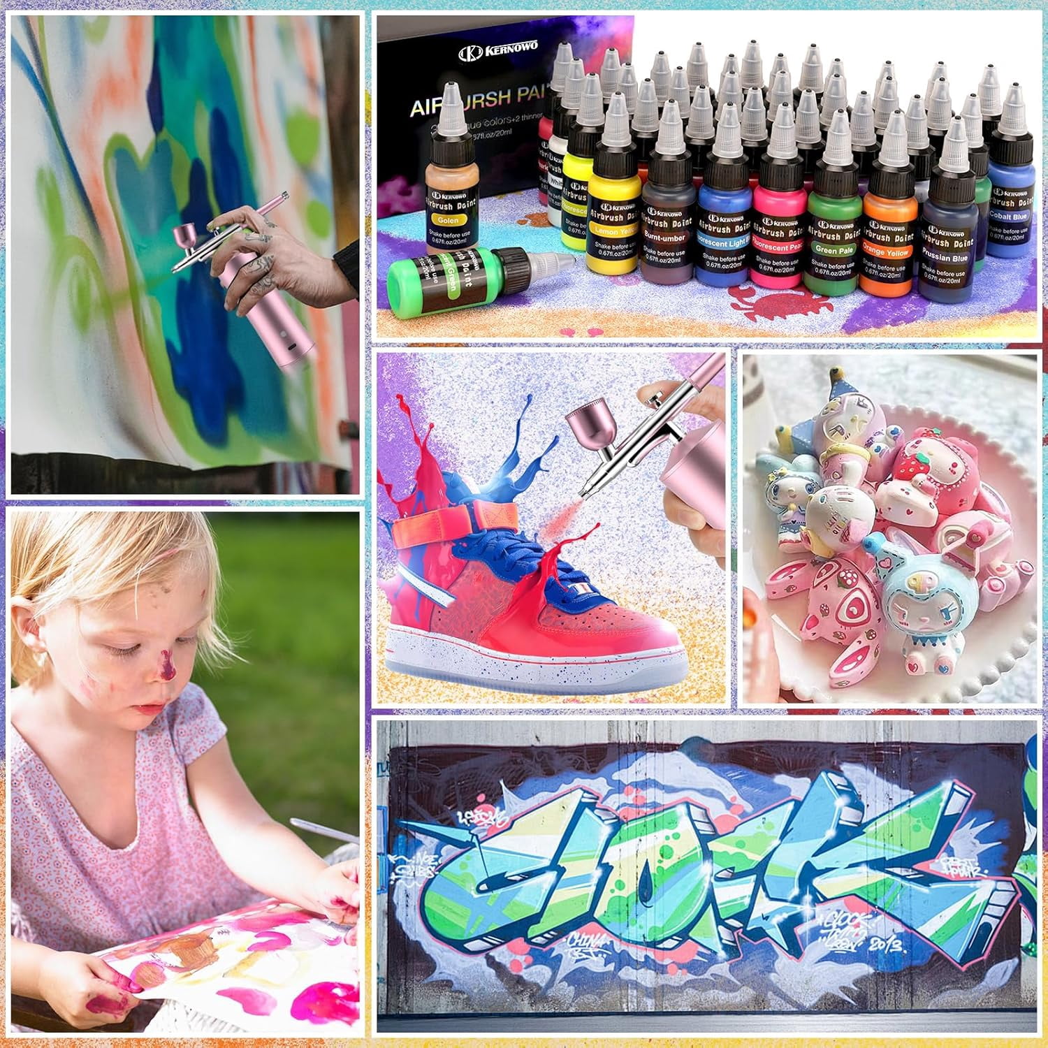 Airbrush Paint, 36 Colors with 2 Thinner Airbrush Paint Set, Water-Based Air Brush Painting 0.67 oz, Brilliant Colors Acrylic Airbrush Paint for Nails, Aetists, DIY, Hobbyist, Beginners, 20ml/Bottle
