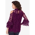 thumbnail image 2 of Roaman's Women's Plus Size Lace Cold-Shoulder Top, 2 of 4