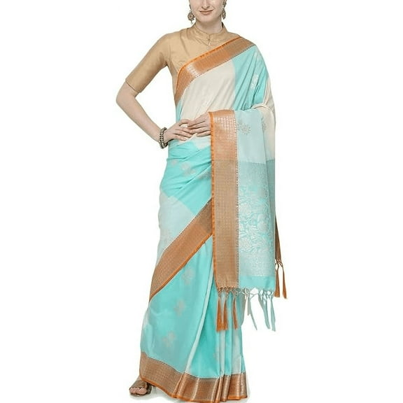 Accessorize Kingdom Silk Sarees Women's Banarasi Kanchipuram Silk Saree With Blouse Piece