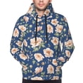 thumbnail image 4 of KLL Flower Print Mens Hoodie Long Sleeve Casual Pullover Hooded Sweatshirt Fashion Drawstring Hoodies with Pocket-Large, 4 of 6