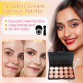 thumbnail image 2 of 15 Colors Cream Contour Palette,Lightweight Concealer Full Coverage Contouring Liquid Foundation Palette,Multi-use Blendable Color Corrector Concealer Palette with Makeup Sponge, 2 of 5