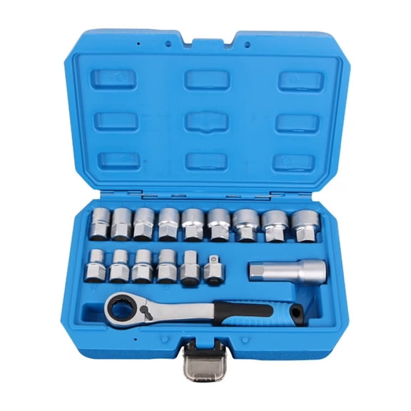 17PCS Pass Through Ratchet Socket Set, 3/8" & 1/2" Drive Automotive Socket Wrench Set with 72-Tooth Ratchet