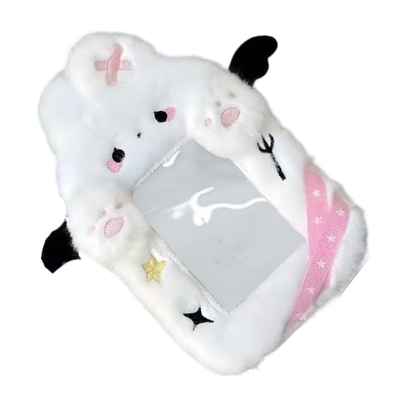 Plush Photocard Holder Cartoon Photo Card Sleeve Keychain Protector Case Decoration for Women Girls